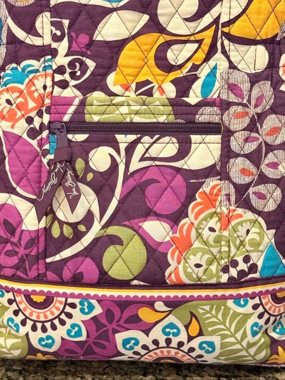 Vera Bradley Plum Crazy Glenna Shoulder Bag Quilted Retired Boho